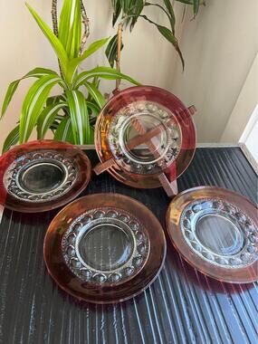 Vintage Kings Crown Thumbprint Ruby 1950’s 8-1/4” Luncheon Plates